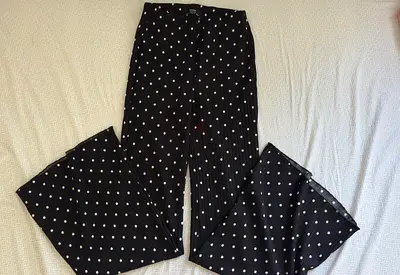 Bershka Black Polka Dot Wide-Leg Pants