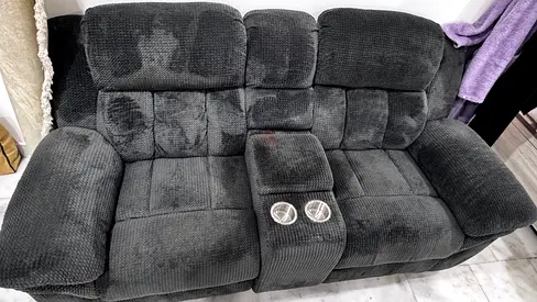 Gray 2-seater Reclining Sofa with Center Console and Cup Holders