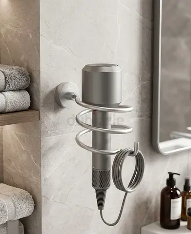 Modern Wall Mounted Hair Dryer with Spiral Holder