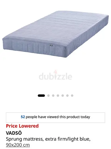 VADSÖ sprung mattress - extra firm, light blue (single)
