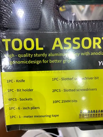 Tool Assortment Kit — Screwdrivers, Sockets, Pliers  Measuring Tape