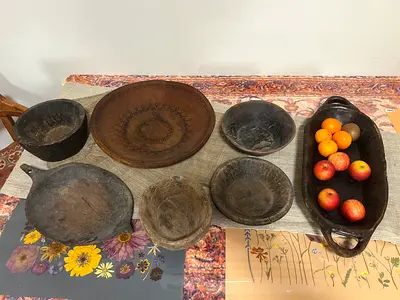 antique wooden dishes