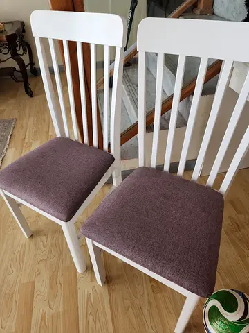 Set of 2 home box White Wooden Dining Chairs with grey Cushions