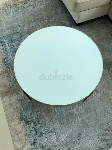 Round Glass Top Coffee Table with Metal Frame