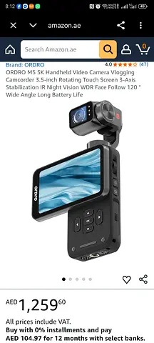 ORDRO M5 5K Handheld Vlogging Camcorder with 3.5-inch Rotating Touchscreen