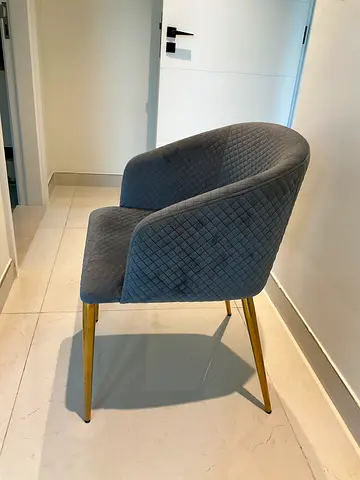 Grey Quilted Accent  8 Chair with Gold Legs