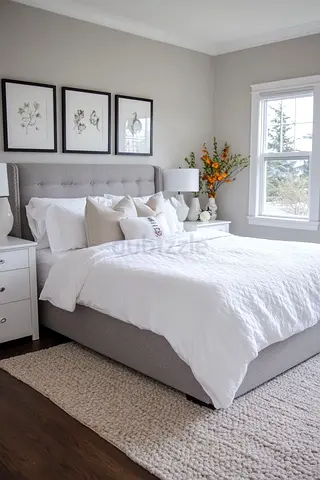 Modern Upholstered Bed Frame with Wingback Headboard