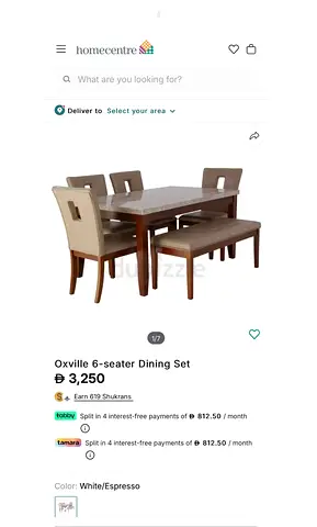 Marble Dining set with 5-chairs
