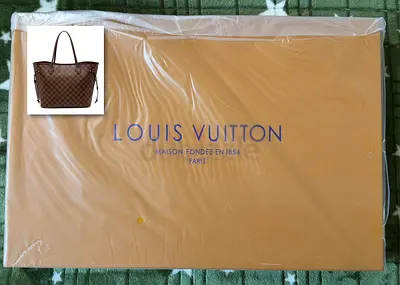 Louis Vuitton Neverfull MM Damier Ebene Tote Bag with Box