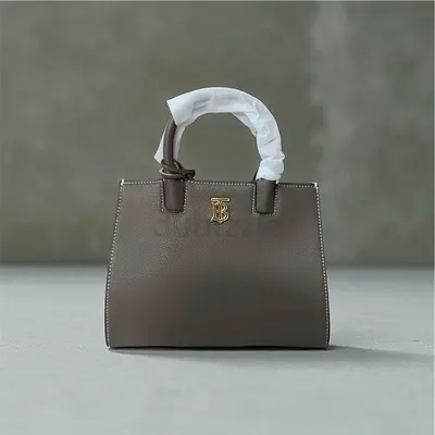 Burberry Small Frances Bag in Grey Grained Leather