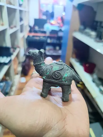 Small Vintage Brass Camel Figurine with Patina 5cm tall