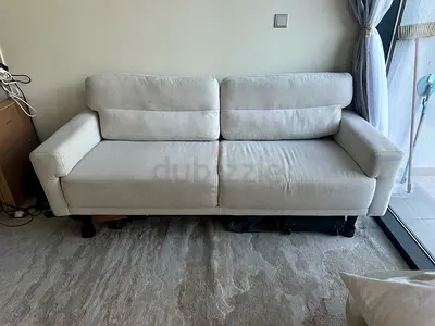 Light grey 3-seater fabric sofa in good condition