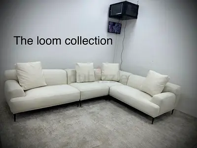 Brand new condition cream color the loom collection lshape sofa