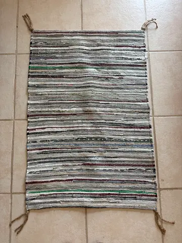 Handwoven Striped Cotton Rag Rug - Small