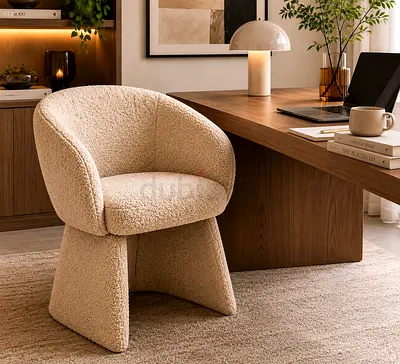 Brand New Modern Bouclé Cream Accent Chair from Marina Home