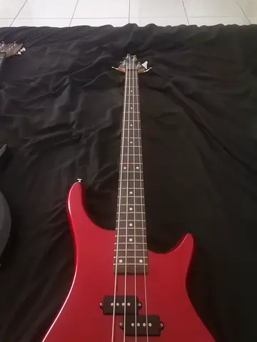 Red 4-String Electric Bass Guitar - Good Working Condition