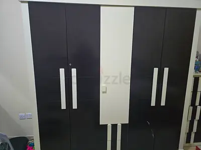 Modern 4-Door Wardrobe in Black  White - Good Condition