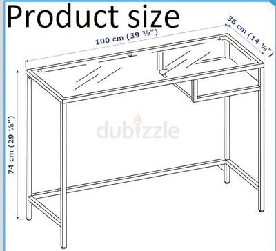 Ikea-Compact Glass-Top Study Desk with Drawer (100x36x74 cm)