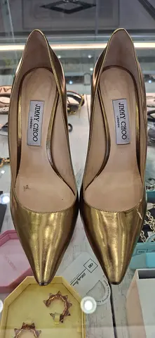 Jimmy Choo Gold Metallic Pointed Toe Pumps
