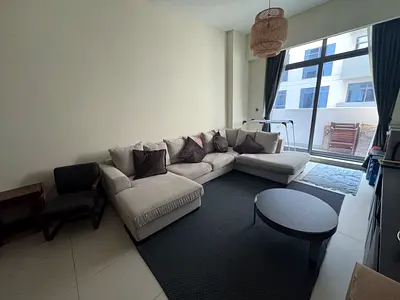 THE ONE EXCLUSIVE Large L-shaped Beige Fabric Sofa with Chaise and Cushions