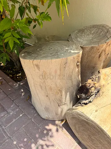 Set of x4 Natural Solid Wood Log Stools / Side Tables - Suitable for indoor and outdoor use