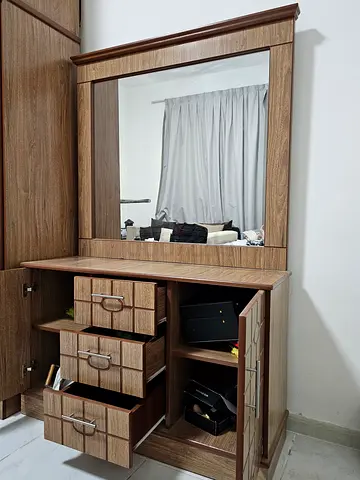 Wooden Dressing Table with Mirror and Drawers - Good Condition