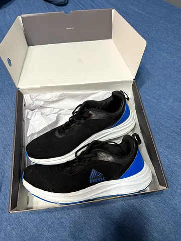 Mens Black  Blue Running Sneakers , Size 43 (In Box)