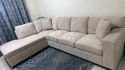 Comfortable Cream L-Shaped Sectional Sofa