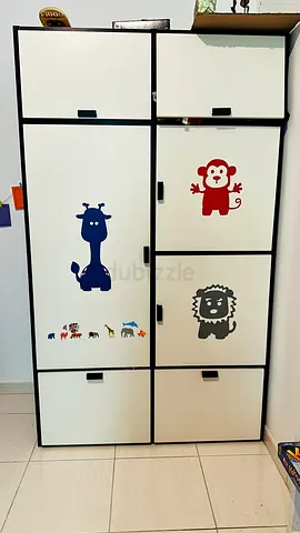 IKEA childrens storage wardrobe with animal stickers - good condition