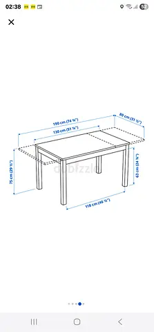 Extendable dining table with measurements (IKEA-style)