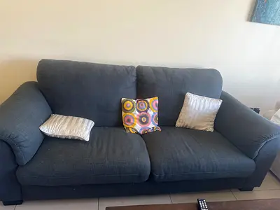 Free give away Comfortable 3-seater Fabric Sofa - Dark Grey