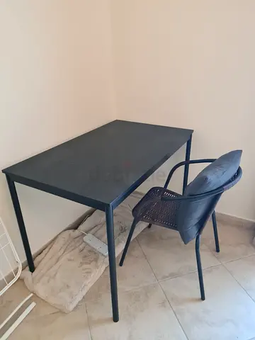 Black Desk and Woven Chair Set size 110x78x75 cm