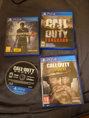 PS4 games Discs for sale(Uncharted 4, call of duty ghost, call of duty vanguard, call of duty WW2)