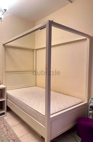 canopy bed with matress soild wood 120x200