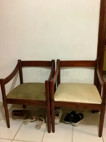Set of 2 Wooden Dining Chairs with Cushioned Seats