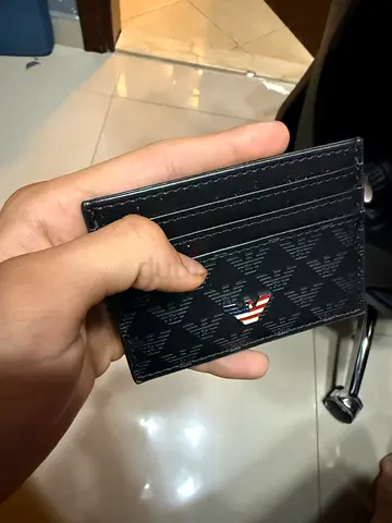 Slim black card holder wallet with logo