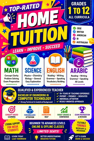 HOME TUITIONS IN SHARJAH - MATH, PHYSICS, CHEMISTRY, BIOLOGY, SCIENCE, ENGLISH, ARABIC
