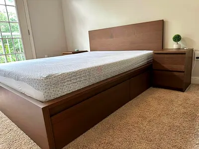 Ikea malm king storage bed with Ikea mattress