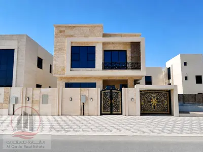 For rent, a villa in Ajman Al Yasmeen, 5 master rooms, a Majles room, a hall, maid room,