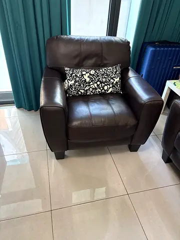 Dark Brown Leather Armchair - Good Condition