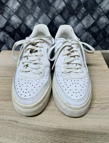 White Leather Low Top Sneakers
