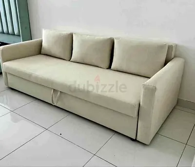 Beige 3-Seater Sofa with Cushions — Good Condition