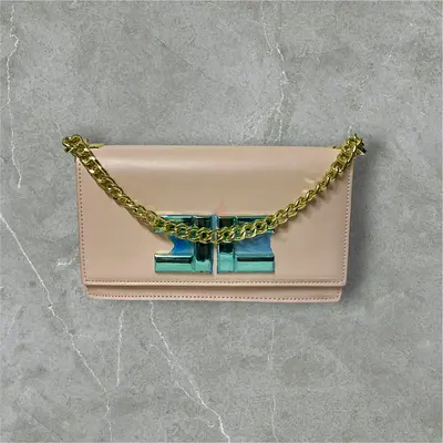 Elisabetta Franchi Pink Clutch with Chain Strap