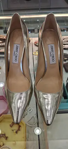 Jimmy Choo Metallic Silver Pointed Toe Pumps