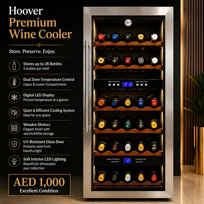 Hoover 28-Bottle Dual-Zone Wine Cooler — Excellent Condition