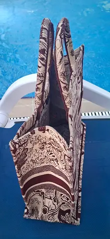 Handmade Printed Canvas Tote Bag – Neutral Brown/Beige