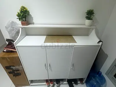 White Shoe Cabinet with Top Shelf - 3 Door Storage