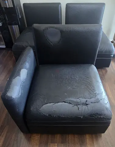 FREE IKEA Single Black Faux-leather Lounge Chair with Storage – Heavy Use