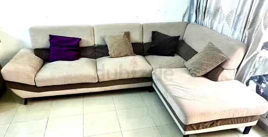 Beige L-shaped Fabric Corner Sofa 4-5 Seater perfectly matching living room