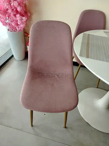 Set of modern pink dining chairs (single shown) - good condition